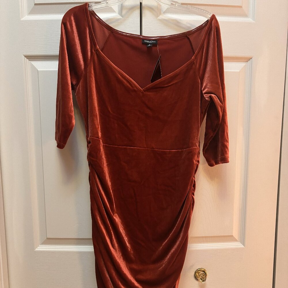 NWT Torrid Retro Velvet Bodycon Dress Rust Size 12 Large